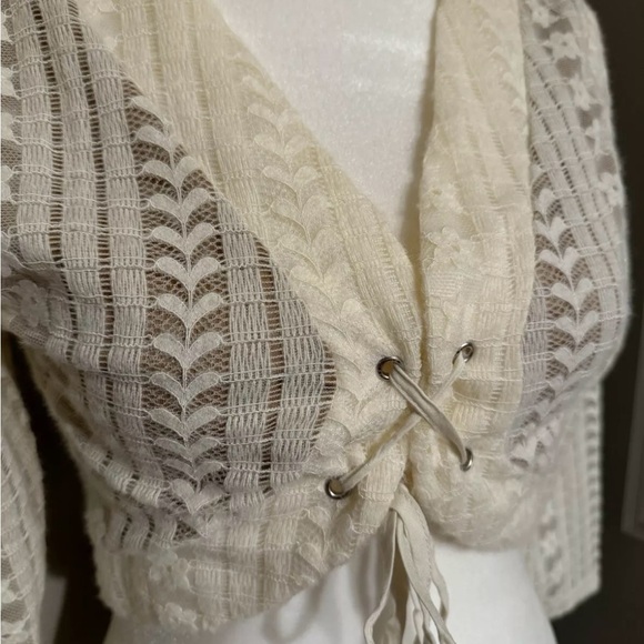 Emory Park Women's size small knit pointelle Cropped corset like cardigan - Picture 3 of 6